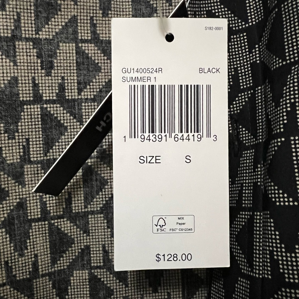Michael Kors Black / Tan Button Down All Over Logo Men’s S Slim Fit NWT $128.00 - Picture 3 of 10